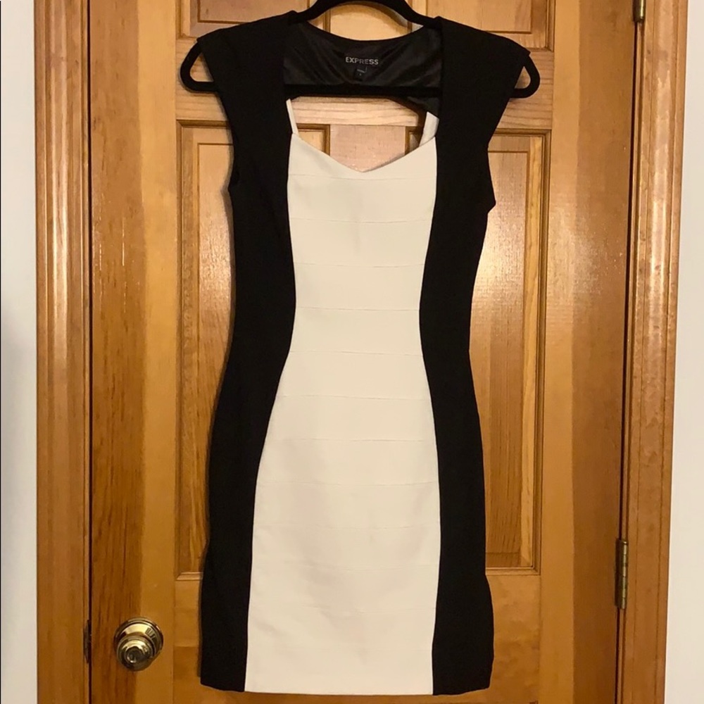 Express Black and White dress w/ back cutout